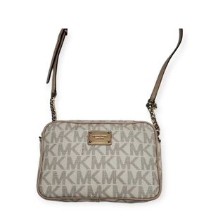 Michael Kors Jet Set Vanilla Logo Crossbody Bag Gold